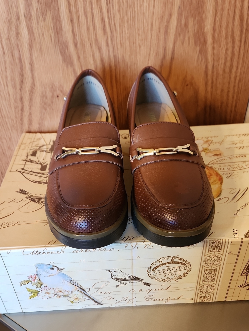 ANDREA FENZI Brown Leather Women's Bit-Detail Slip-On Loafers
